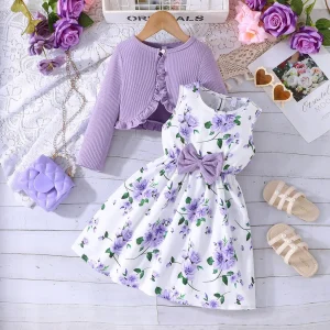 Girl 2-8Years old Long Sleeve Coat Floral Princess Dress